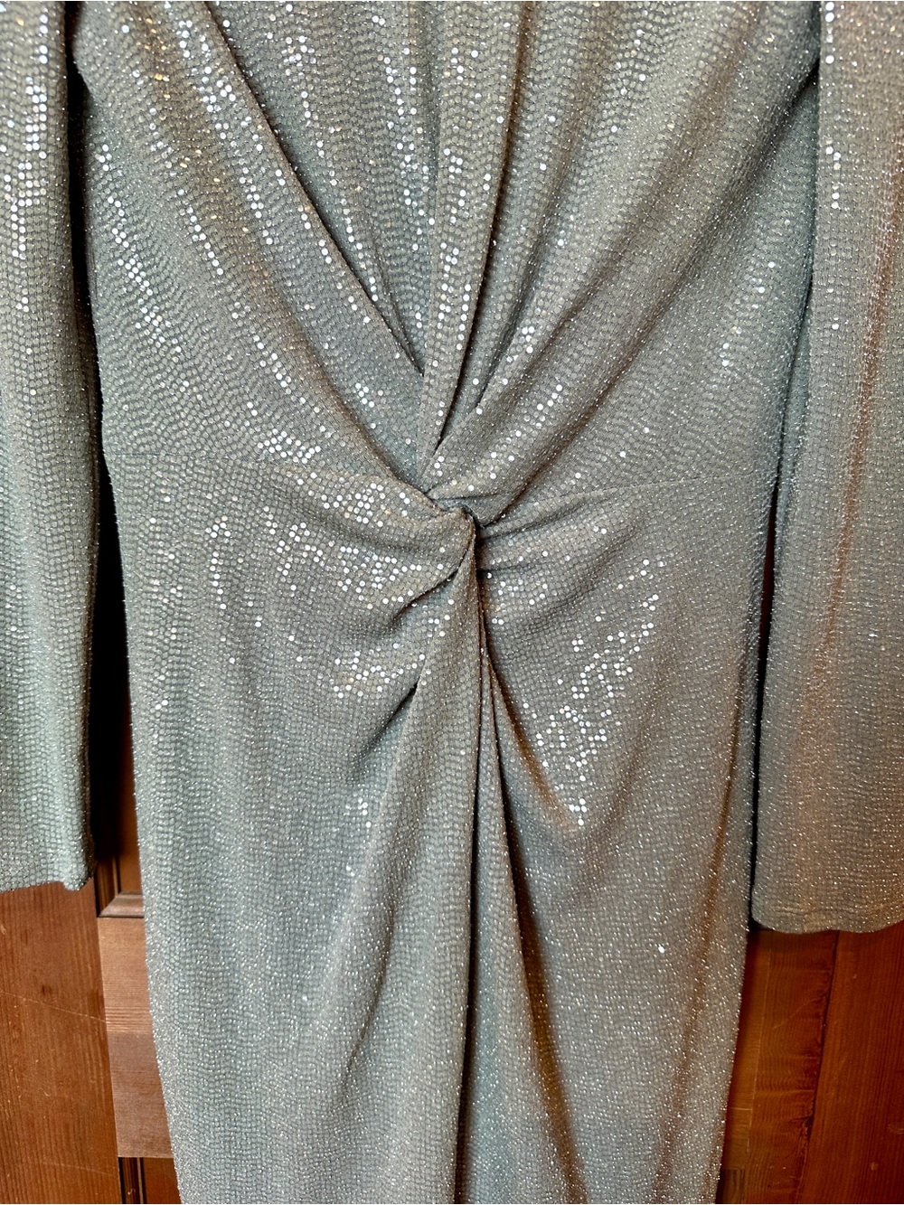 Vince Camuto Silver Sequin Twist-Front Jacket